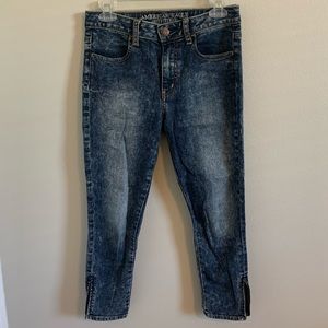 Acid Wash Hi Rise Jegging Crop Jeans